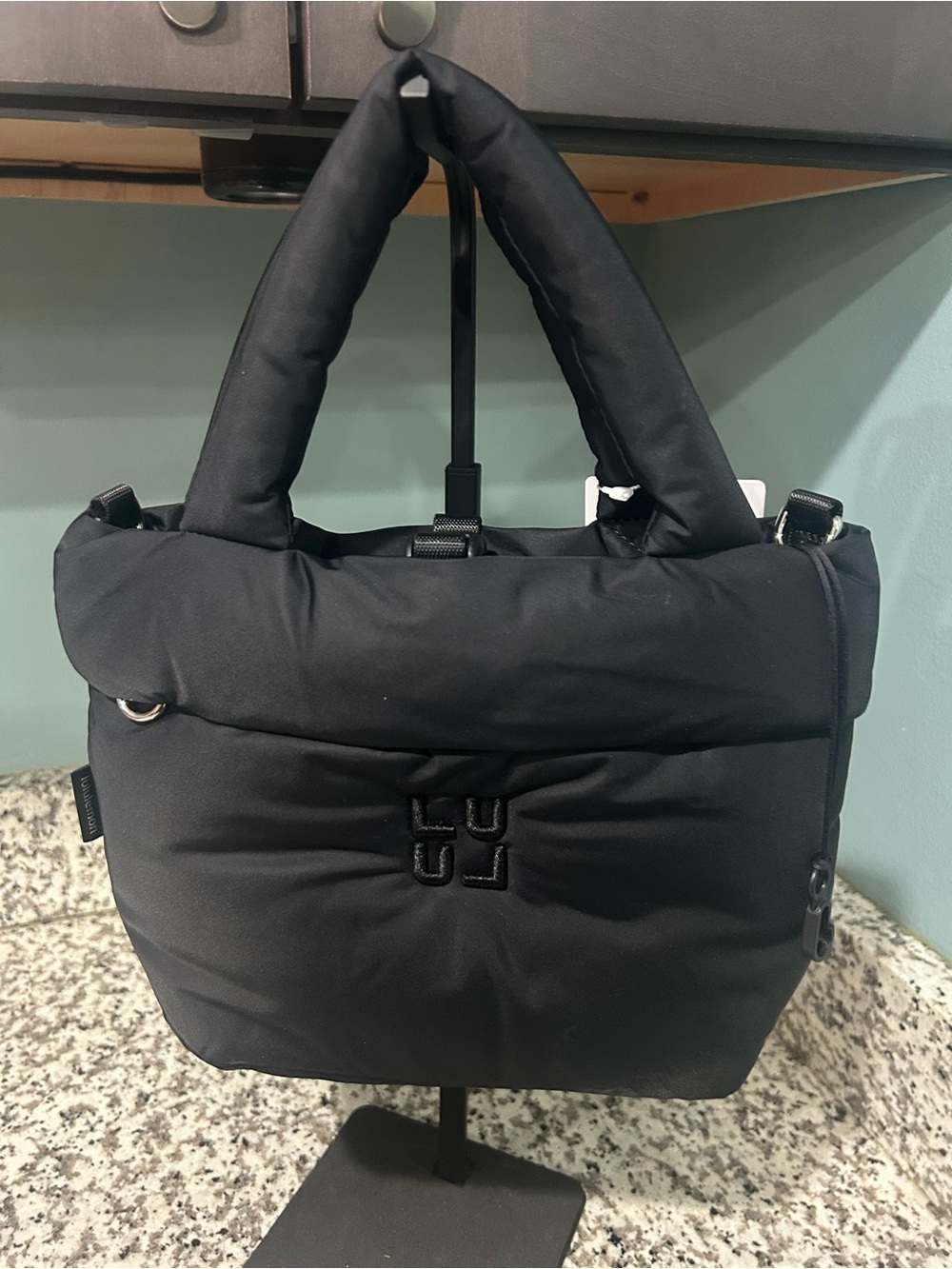 NWT lululemon athletica Black Quilted Tote with Padded Handles